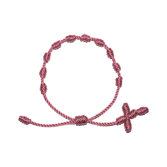 Pink Knotted Twine Rosary Bracelet • Friendship Bracelet, Good