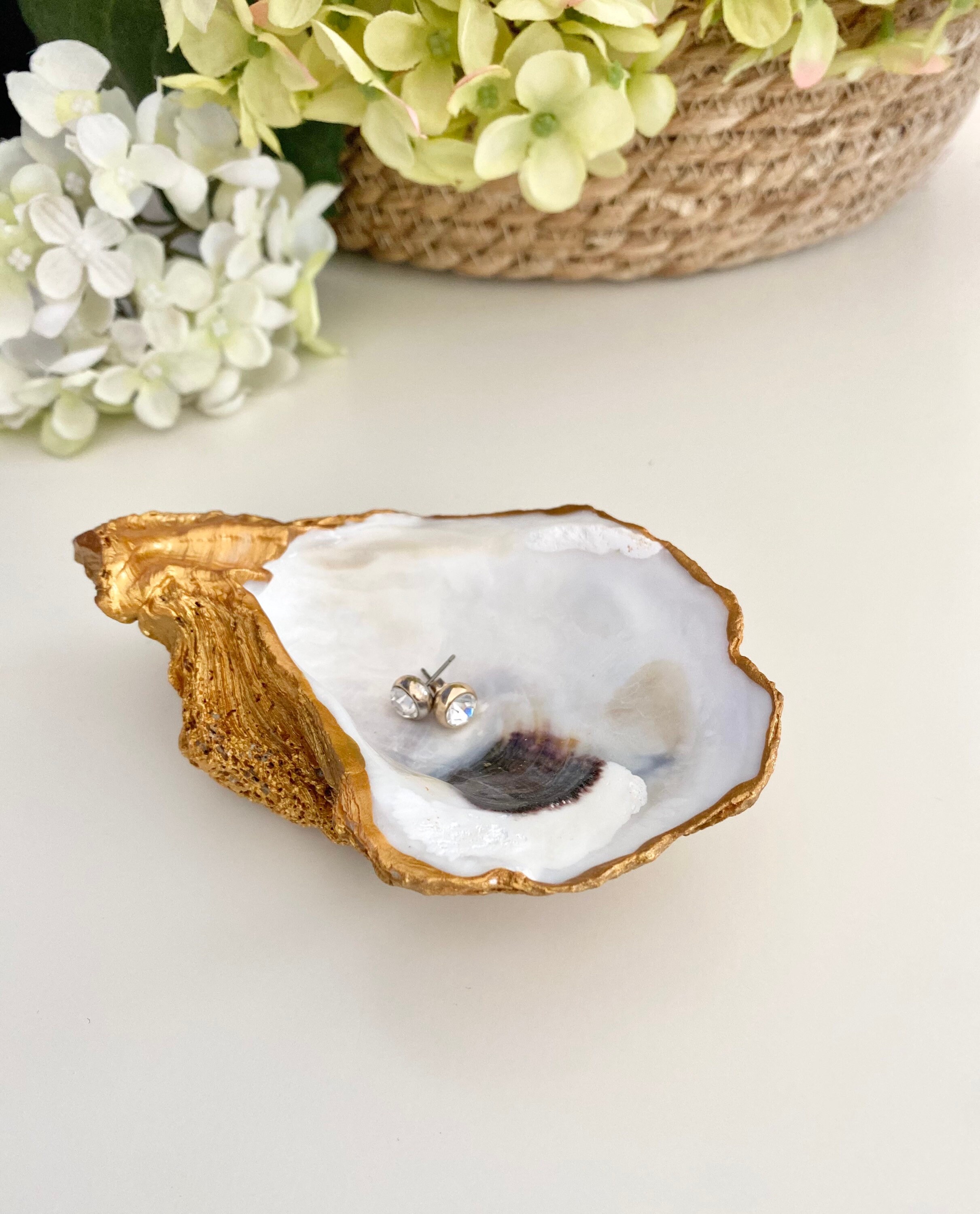 Oyster Clam Shell Jewelry Ring Dish Coastal Decor Etsy