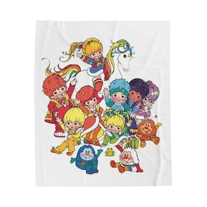 Rainbow Brite And Friends Inspired Velveteen Plush Blanket, 80s Cartoon, Rainbow Brite Blanket