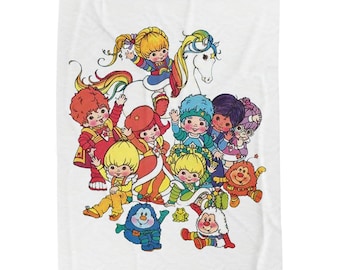 Rainbow Brite Velveteen Blanket, 80s Cartoon Plush Throw