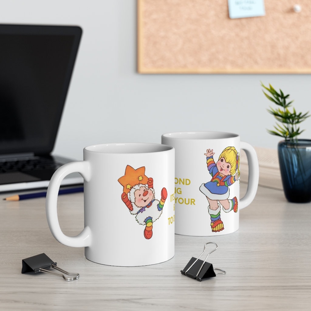 Rainbow Brite Inspired Ceramic Coffee Mug, Funny Novelty Gift