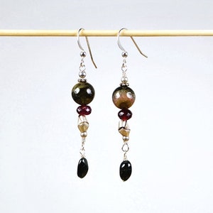 Tourmaline Earrings in Silver, Pink and Green Tourmaline, Faceted Tourmaline