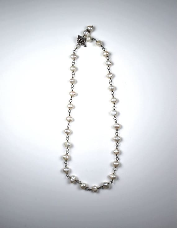 Freshwater Baroque Pearl Necklace, Vintage Cultur… - image 1