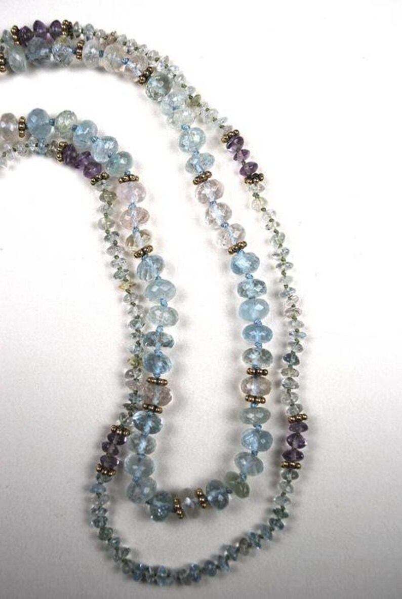 Morganite and Amethyst Custom Made Necklace Faceted Aquamarine