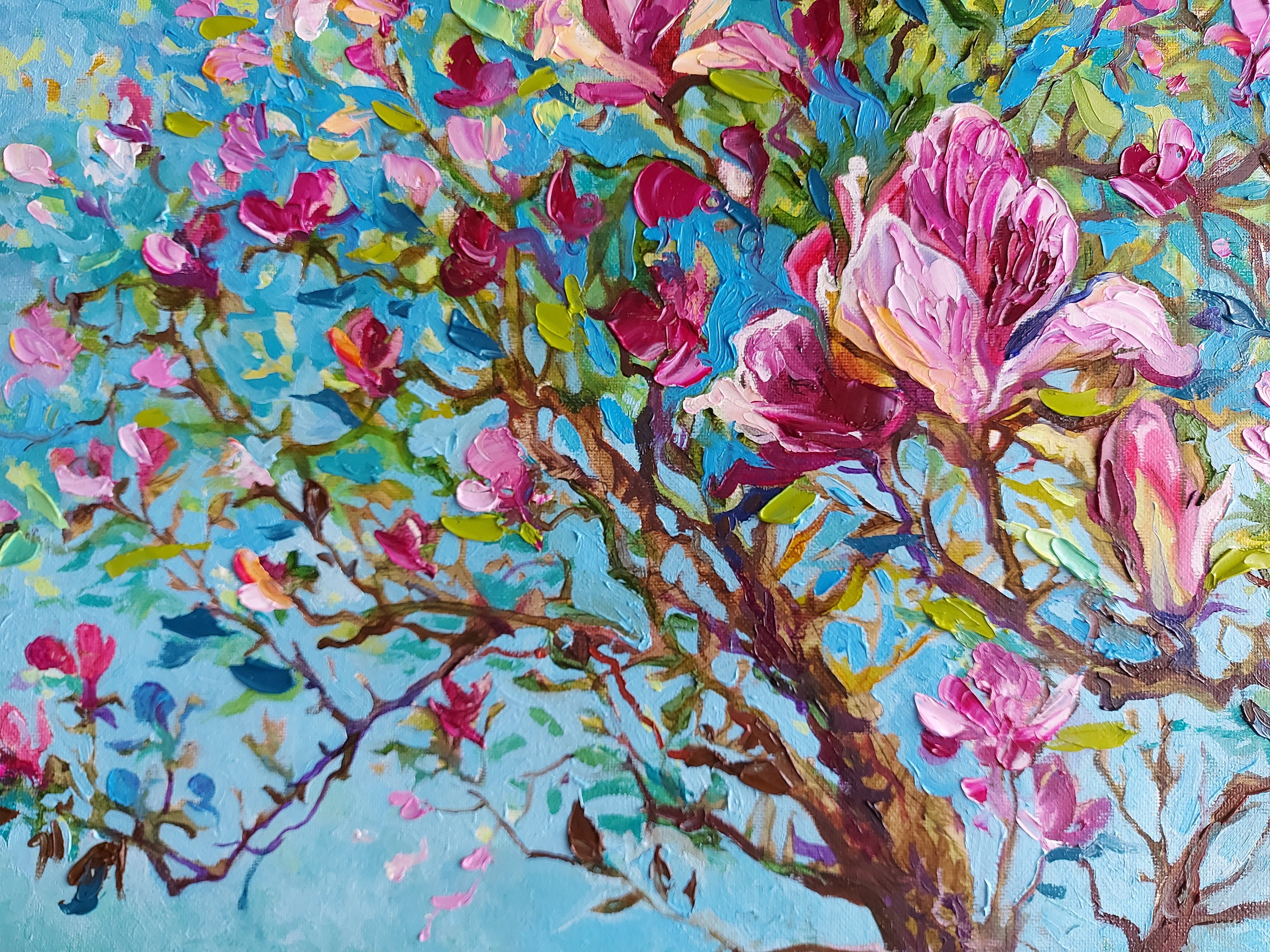Quadro Magnolia fiorita - trittico con alberi di magnolia e fiori