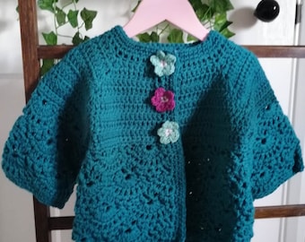 Childrens handmade crochet jacket/cardigan in several colours and size 2 /3 years.