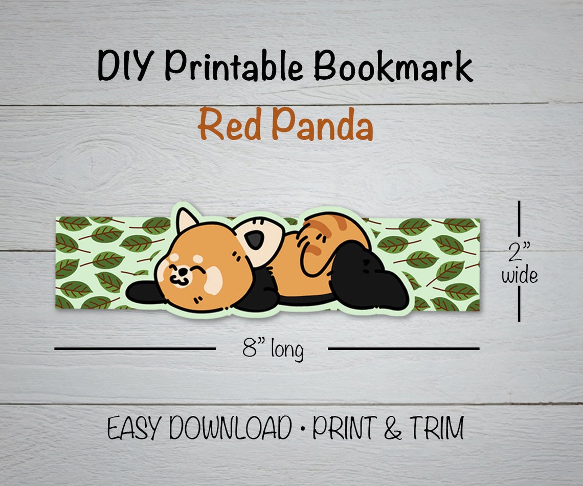 Cute Red Panda Bookmark Cartoon Red Panda Printable Panda | Etsy