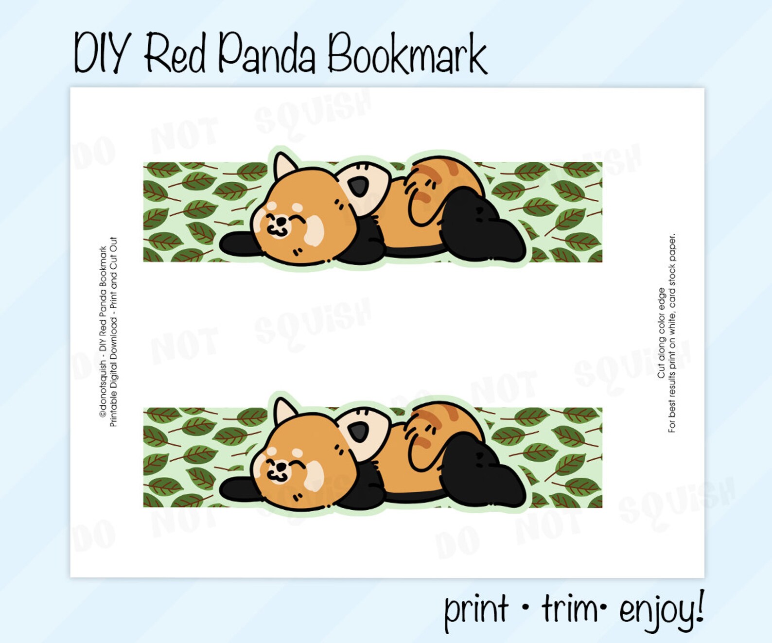 Cute Red Panda Bookmark Cartoon Red Panda Printable Panda | Etsy