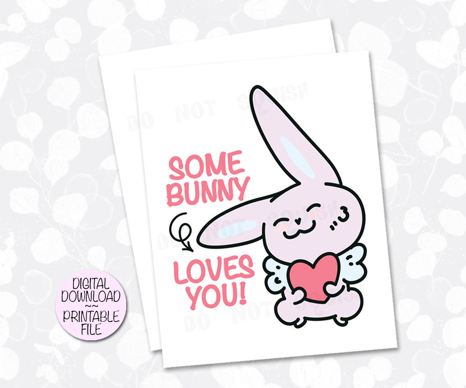 Some Bunny Loves You Printable Card Cute Bunny Greeting Card Etsy