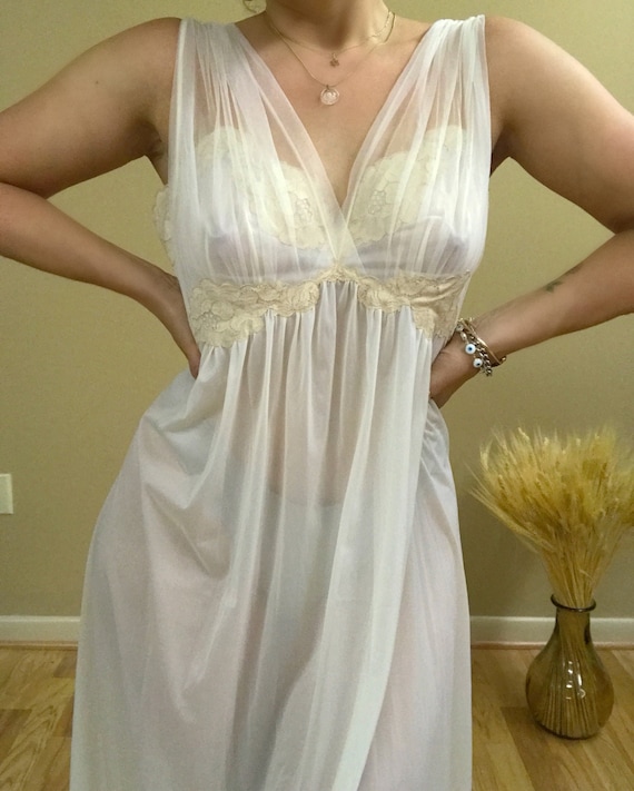 Vintage Vanity Fair Sheer Lingerie Nightgown
