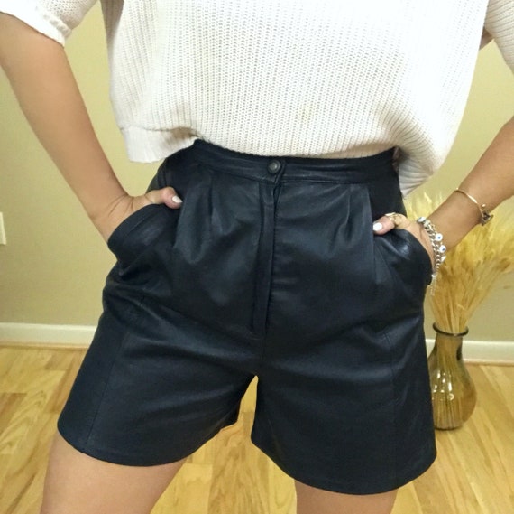 Genuine Leather High-Rise Vintage Shorts