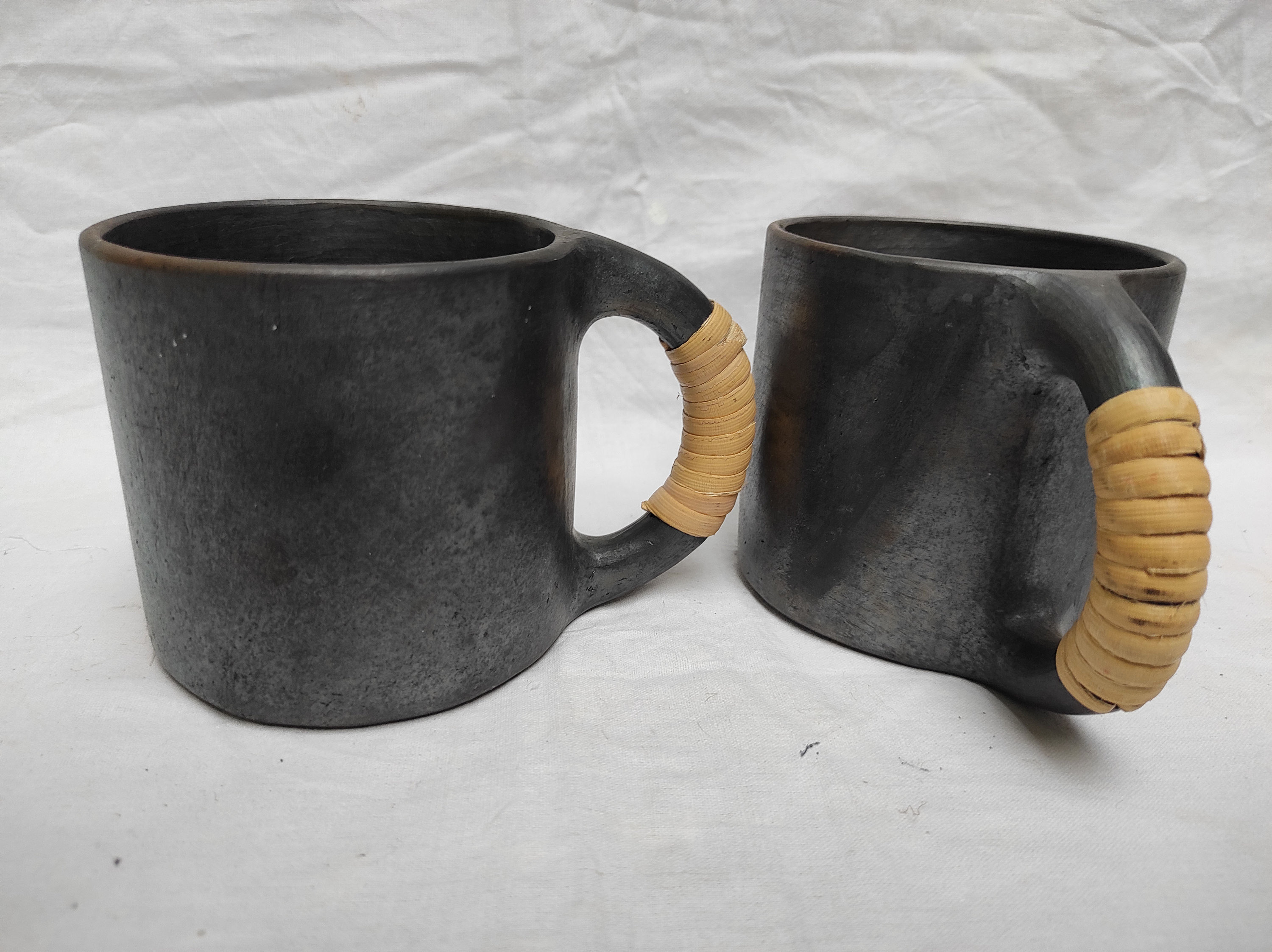 Set of 2 Black clay mud cup Used to Drink Coffee Tea Water. Etsy