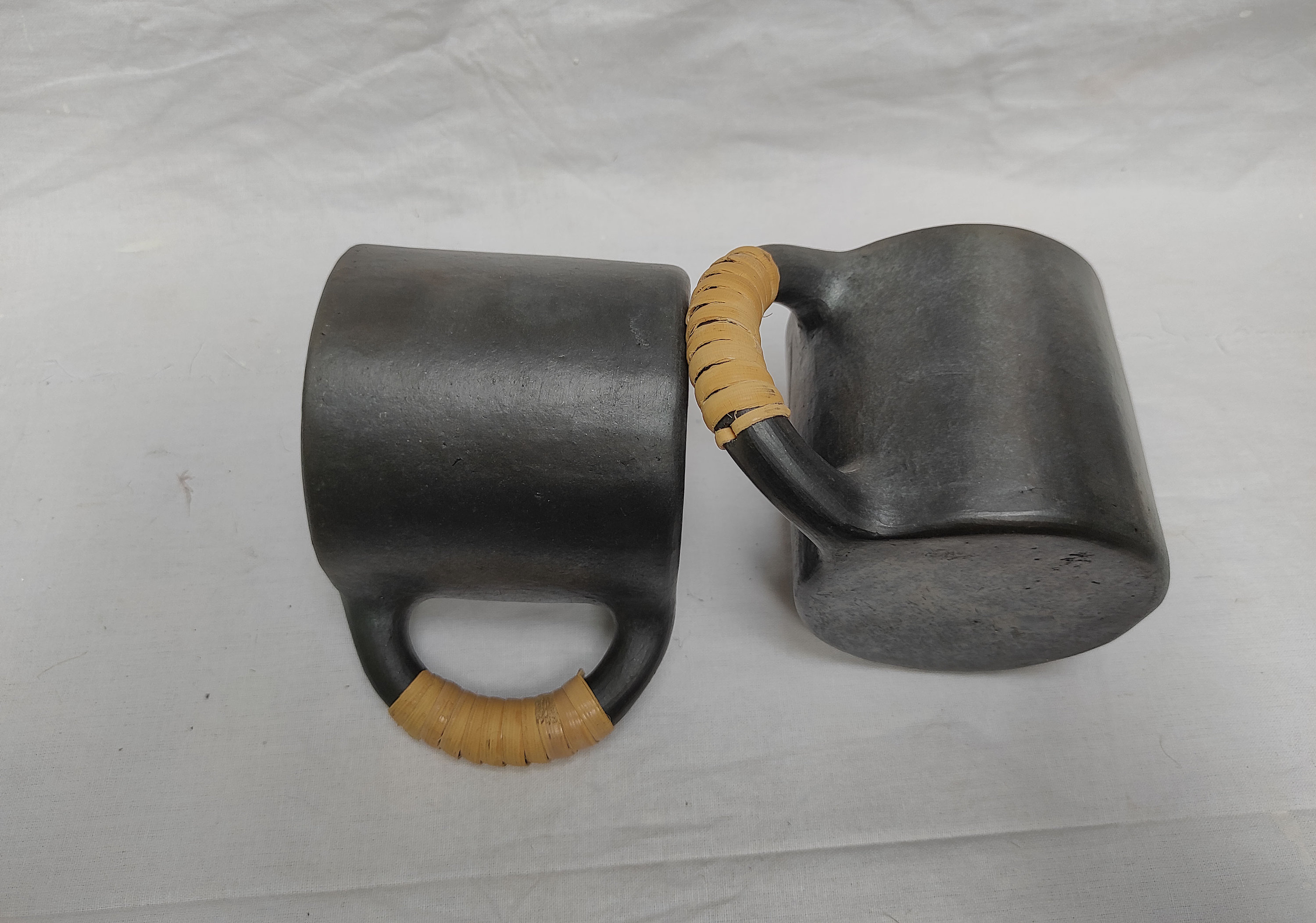 Set of 2 Black clay mud cup Used to Drink Coffee Tea Water. Etsy