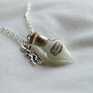 Always Necklace, Professor Severus,gift for her,anniversary gift, harry p gift, deer necklace, animal necklace, bottle potion necklace