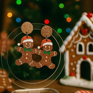 Gingerbread Man Christmas Earrings | Holiday Earrings | Cute Christmas Jewelry | Gift for Her or Him | Stocking Stuffer
