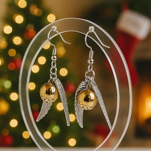 Golden Snitch Earrings | Magic Inspired Jewelry | Gift for Her | Wizard Earrings | Fantasy Earrings