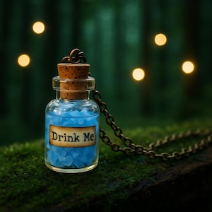 Drink Me Necklace | Wonderland-Inspired Glow in the Dark Bottle | Birthday Gift for Her | Fantasy Jewelry | Fairytale Pendant