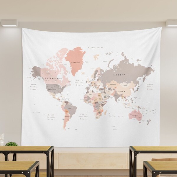 World Map Tapestry Etsy