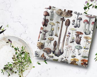 Vintage Mikrofaser Geschirrtuch mit Pilzen | Pilz Illustration, Foraged Fungi Chart