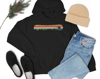 Father's Day Gift For Snowboarder, Long Sleeve Retro Minimalist Design Snowboard Hoodie, Valentines Gift Husband, Boyfriend