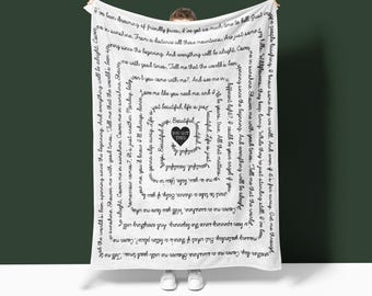 Mother's Day Gift for Her, Song Lyric Throw Blanket Blanket - Custom Mother's Day Gift for Wife, Girlfriend, Favorite Wedding Song