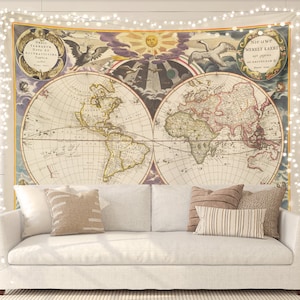 Vintage Map Tapestry Vintage Wall Decor Indoor Wall Tapestries