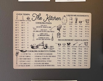 Kitchen Measurements Magnet: Cooking Conversion Guide (Fridge Friendly)