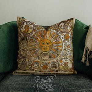 Zodiac Pillow Cover: Sun, Moon & Stars Faux Suede