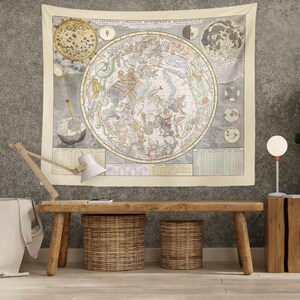 Vintage Zodiac Constellation Map Tapestry: Light Academia Dorm Decor image 4