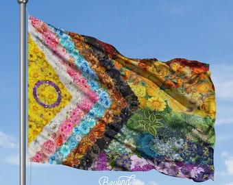 Intersex Floral Pride Flag Double Sided Flag | Grommets, Parade Ready