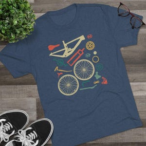 Mountain Bike Parts T-Shirt: Triblend Bike Lover Gift