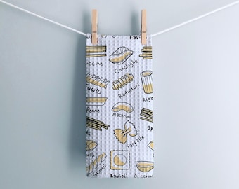 Linge à vaisselle mignon de types de pâtes, cadeaux drôles pour la maison pour les amateurs de cuisine italienne, amateur de pâtes