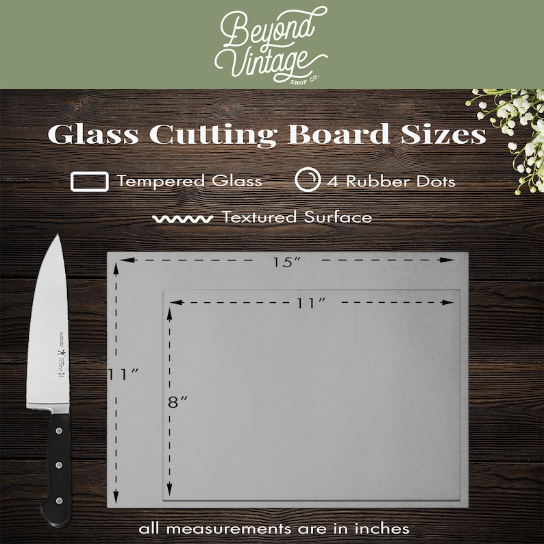 Vintage Style Kitchen Measurements Glass Cutting Board, Unique Vintage Style Housewarming Gift, New Home Owners Gift image 5
