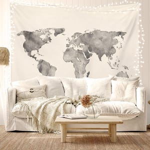 Über dem Bett-Dekor Weltkarte Tapisserie Wohnheim-Dekor-Wand-Tapisserie Ästhetik Kinder Schlafzimmer Spielzimmer oder Klassenzimmer