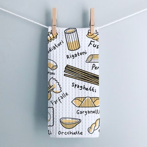 Cute Pasta Types Dish Towel, Funny Home Gifts For Italian Food Lovers, Pasta Lover
