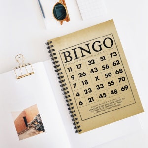 Stary notatnik z kartami do gry w bingo, prezent dla gracza w bingo, prezent dla mamy, prezent dla babci - notatnik/pamiętnik/lista rzeczy do zrobienia w linie