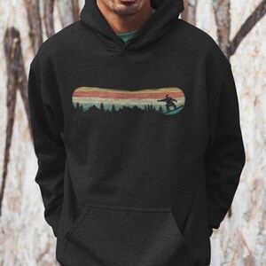 Snowboarding Long Sleeve Premium Hoodie, Snowboard Gifts for men, Minimalist Design, Husband or Boyfriend Birthday or Anniversary Gift image 2