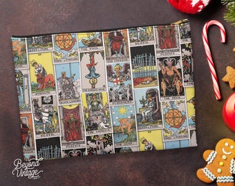 Tarot Card Illustration Cosmetic Bag: Mystical Witchy Makeup Pouch
