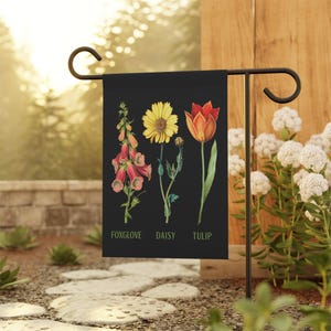 Dezente Anti-Trumpf-Flagge, Fingerhut-Gänseblümchen-Tulpen-Gartenbanner, FDT-Gartenschild, Anti-Maga-Bewegung, Widerstandsfahne