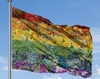 Pride Flag: Floral Rainbow Design (Large, Double-Sided, Grommets)