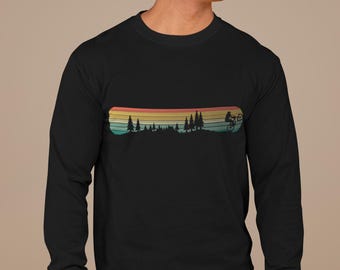 Retro Mountain Biking Long Sleeve Shirt: MTB Woods Scene