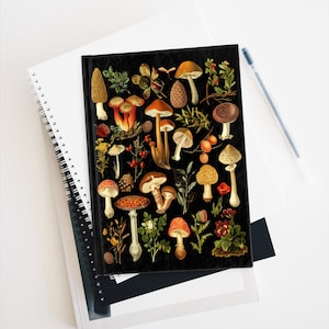 Hardcover Vintage Mushroom Notebook Mushroom Journal gift for Mushroom Lover Gift for Mom Gift for Grandma - Ruled Line Notepad