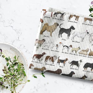 Cute Vintage Dog Breeds Hand Towel Or Kitchen Towel Gift For Dog Lover, Hostess Gift For Pet Lover, Doggie Towel