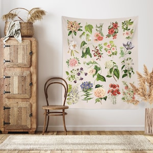 Tapiz Vintage de flores silvestres, tapiz Floral para colgar en la pared interior, decoración fácil para el hogar, decoración para dormitorio, decoración para encima de la cama
