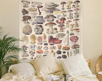 Vintage Mushroom Tapestry Wall Hanging: Cottagecore Dorm Decor