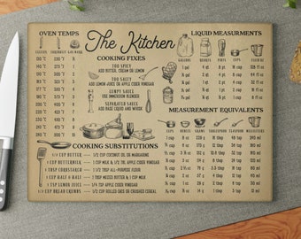 Tabla de cortar de vidrio con medidas de cocina de estilo vintage, regalo único de inauguración de la casa de estilo vintage, regalo para nuevos propietarios.