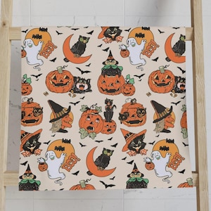 Vintage halloween handdoek, griezelig keukendecor, retro halloween theedoek, gotisch huis cadeau, halloween badkamerhanddoek, vintage halloween