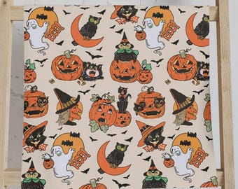 Vintage Halloween Hand Towel, Retro Spooky Decor