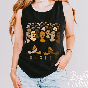 Resist Tank Top: Anti-Trump Women&#39;s Rights - Garment-Dyed Cotton