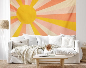 70s Sun Tapestry: Retro Wall Hanging, Dorm Decor